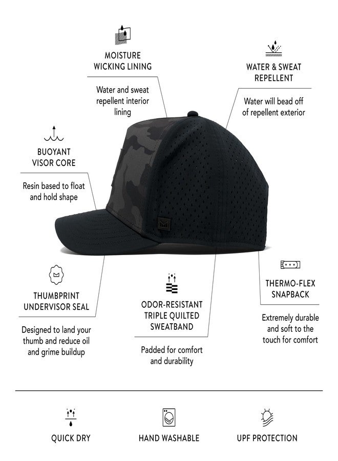 melin Odysea Stacked Hydro, Black Camo, Men's Performance Snapback Hats, Water-Resistant Fitted Baseball Caps for Men & Women, Golf, Running, or Workout Hat, Medium-Large - Image 2